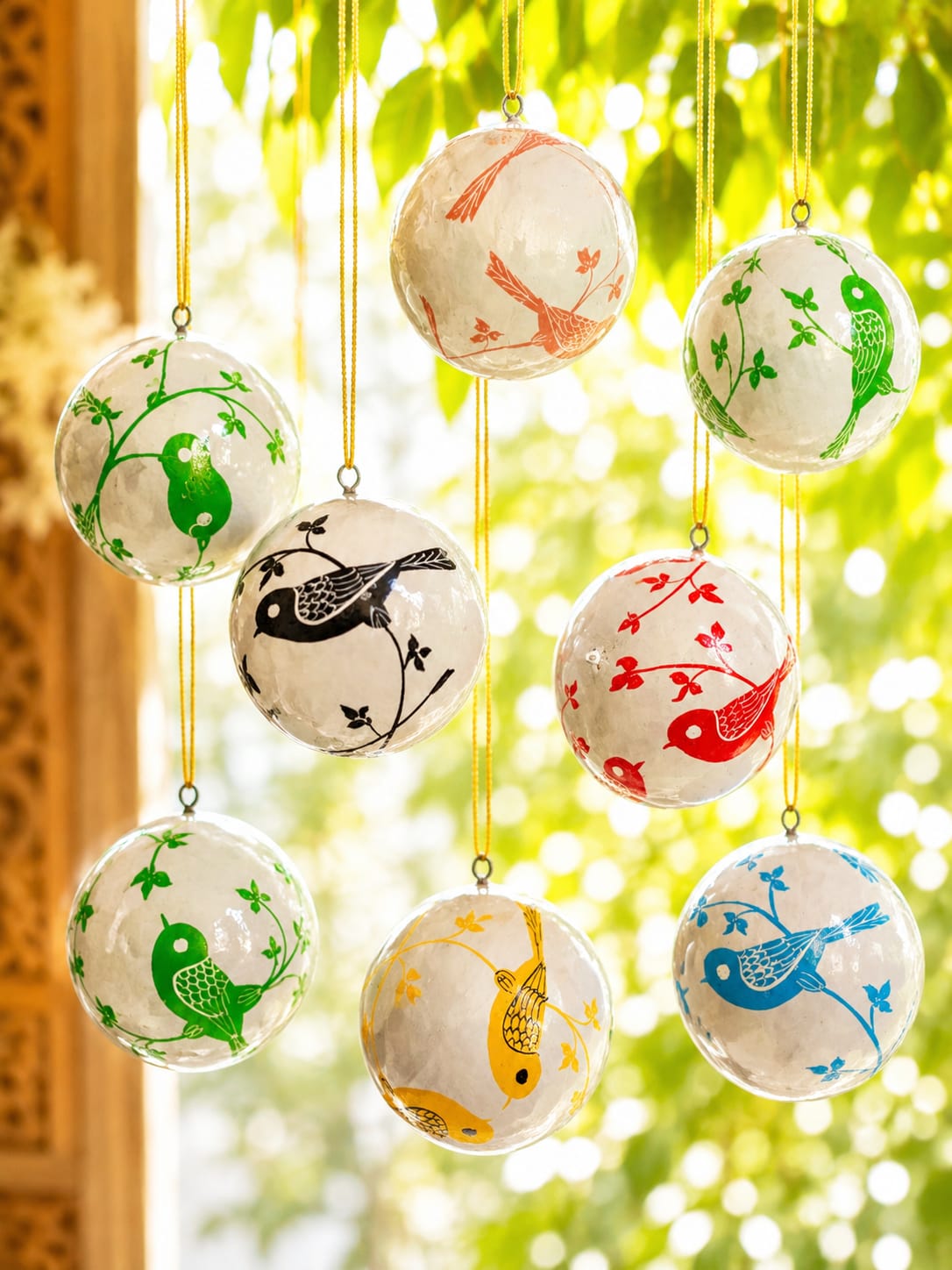 Handmade Christmas Balls, Hand Painted Christmas tree Hangings, Paper Mache baubles, Handmade Christmas Ornaments, Hand crafted Baubles- set of 6